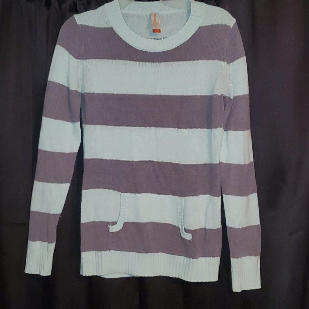 Light blue and grey striped sweater
